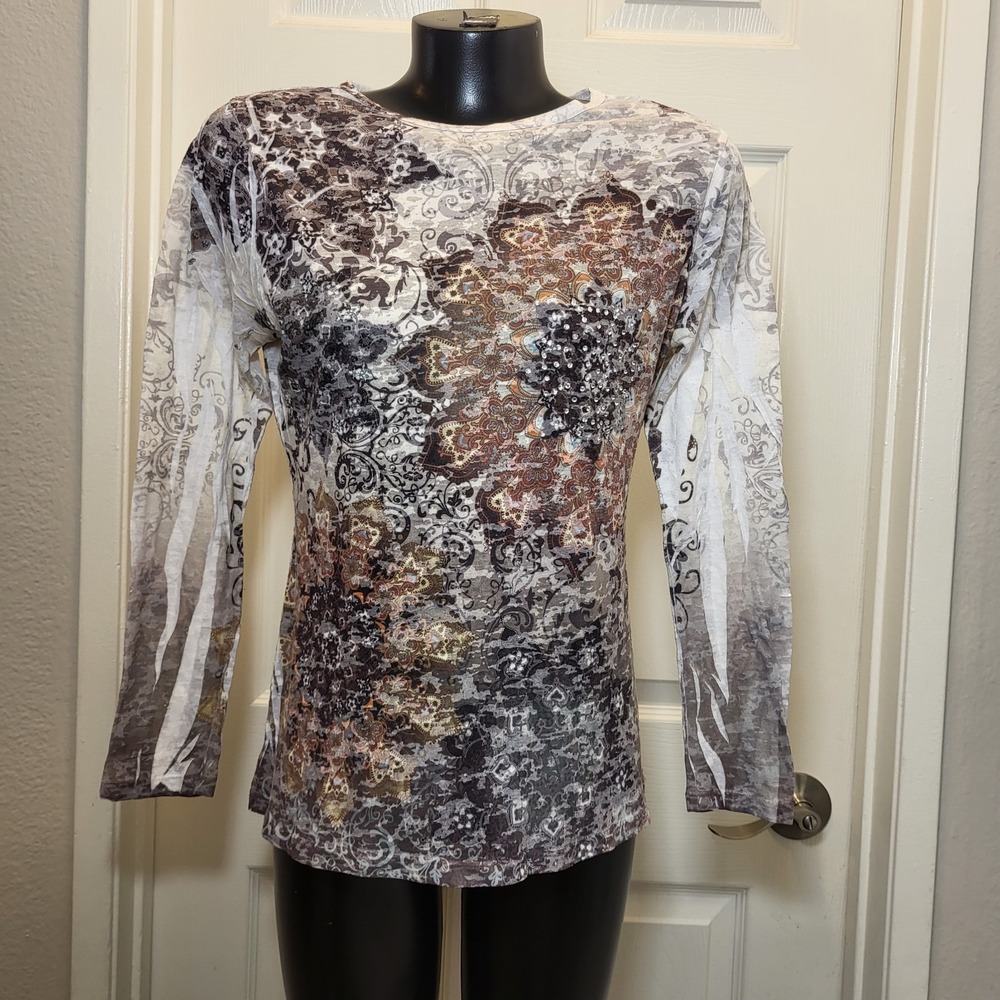 INC International Concepts Long Sleeve Top Women's Sz Petite/M Made in USA